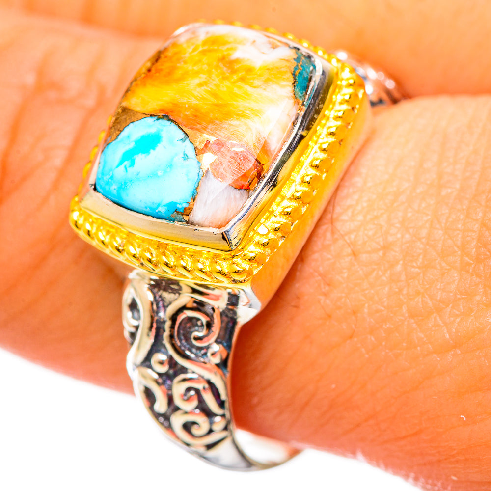 Spiny Oyster Turquoise Rings handcrafted by Anasilvercos - RING113922