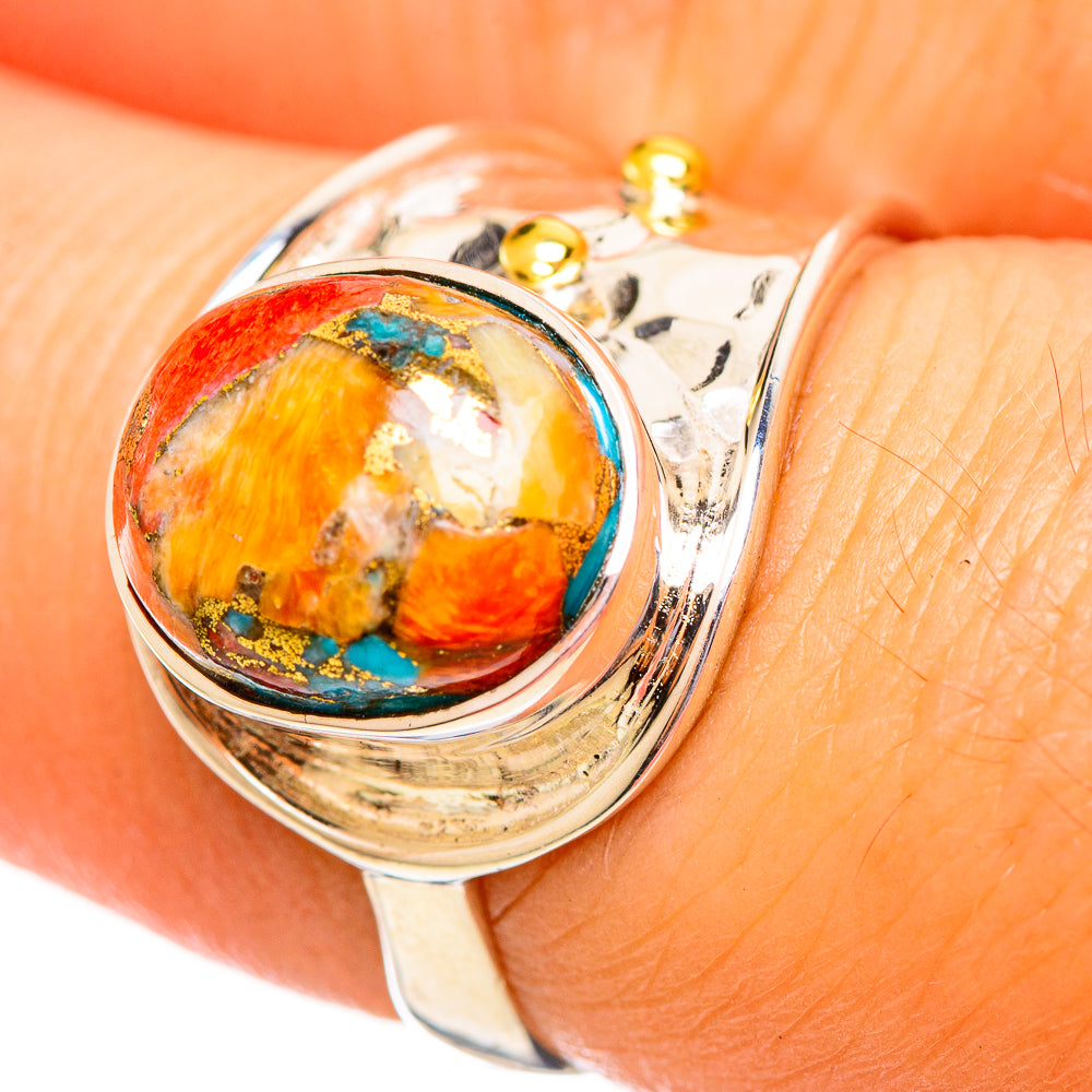 Spiny Oyster Turquoise Rings handcrafted by Anasilvercos - RING113923