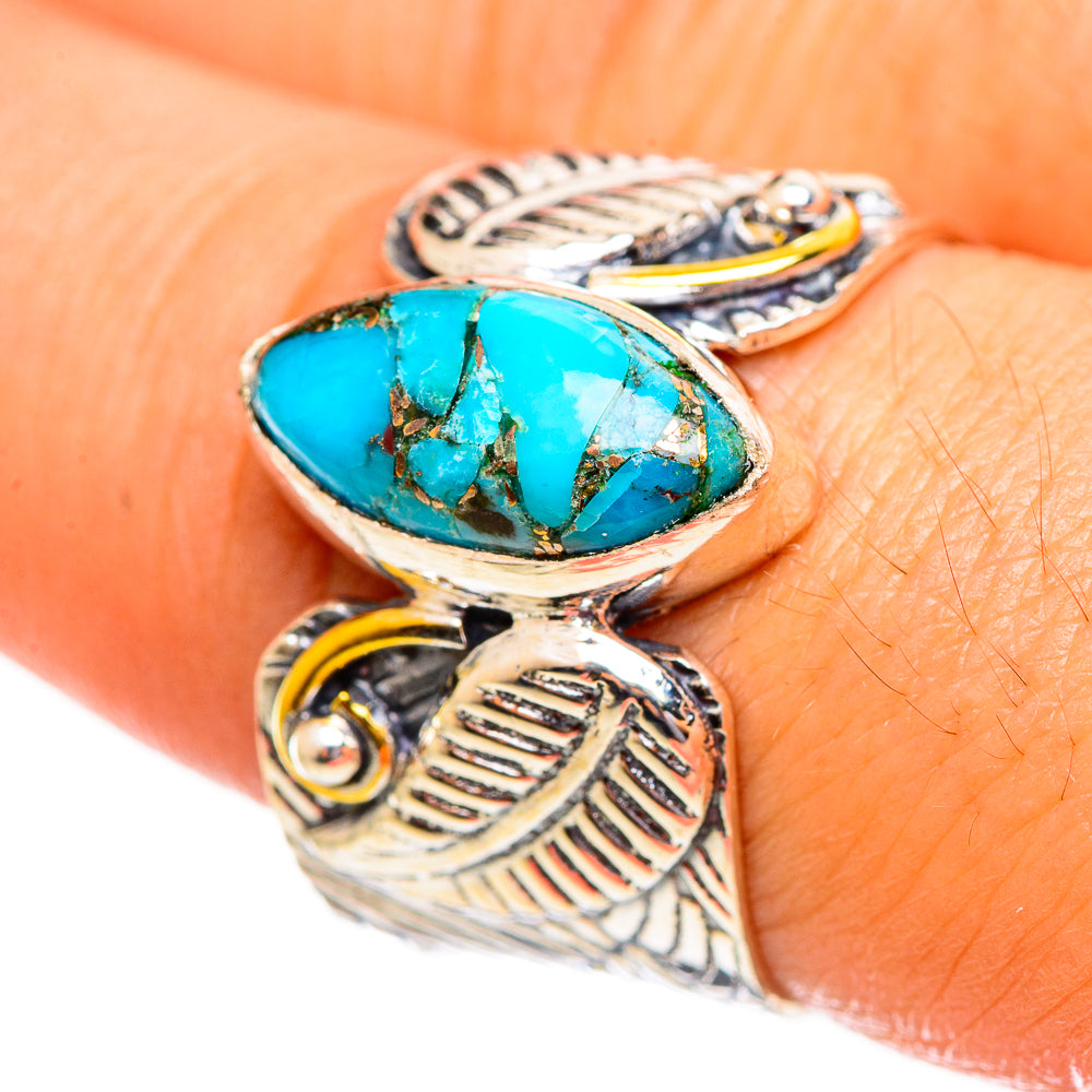 Blue Copper Composite Turquoise Rings handcrafted by Anasilvercos - RING113925