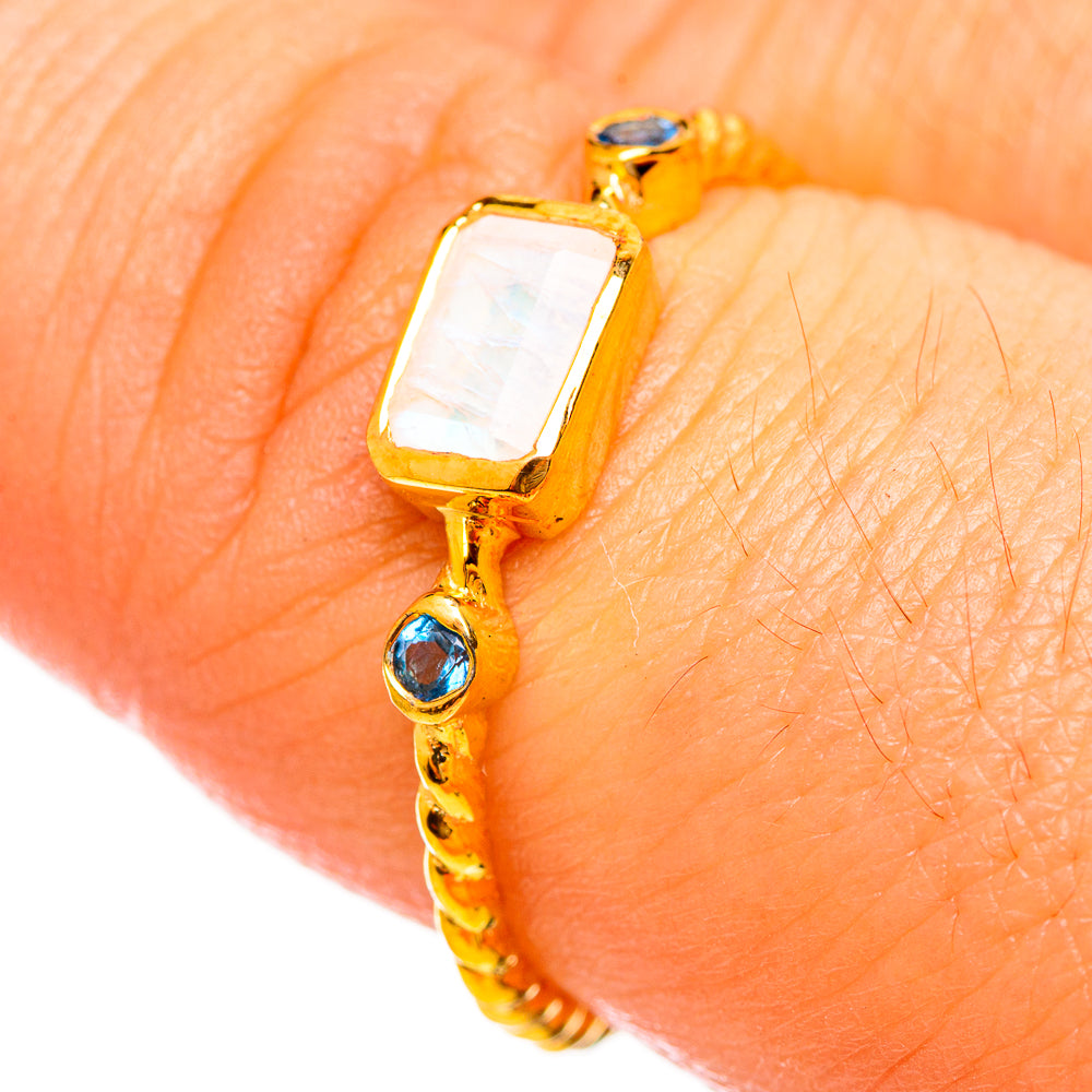 Rainbow Moonstone Rings handcrafted by Anasilvercos - RING113945