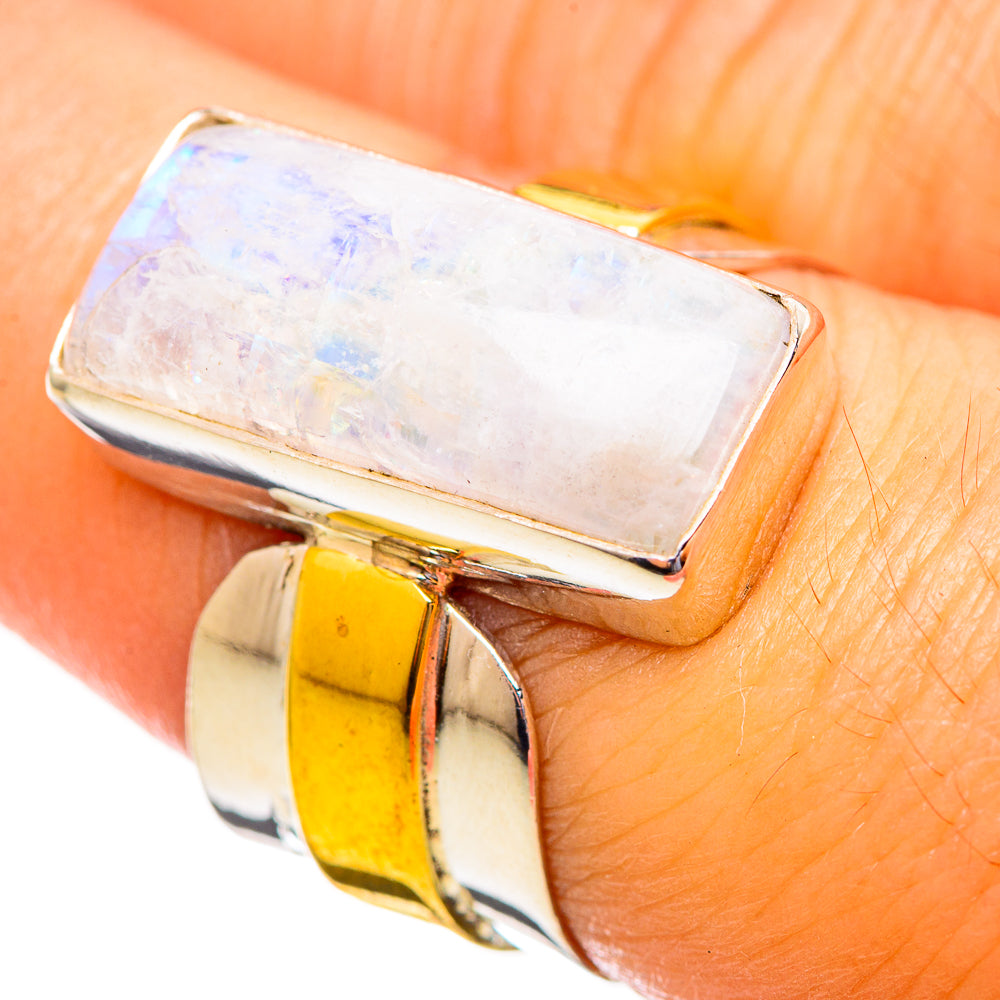 Rainbow Moonstone Rings handcrafted by Anasilvercos - RING113947