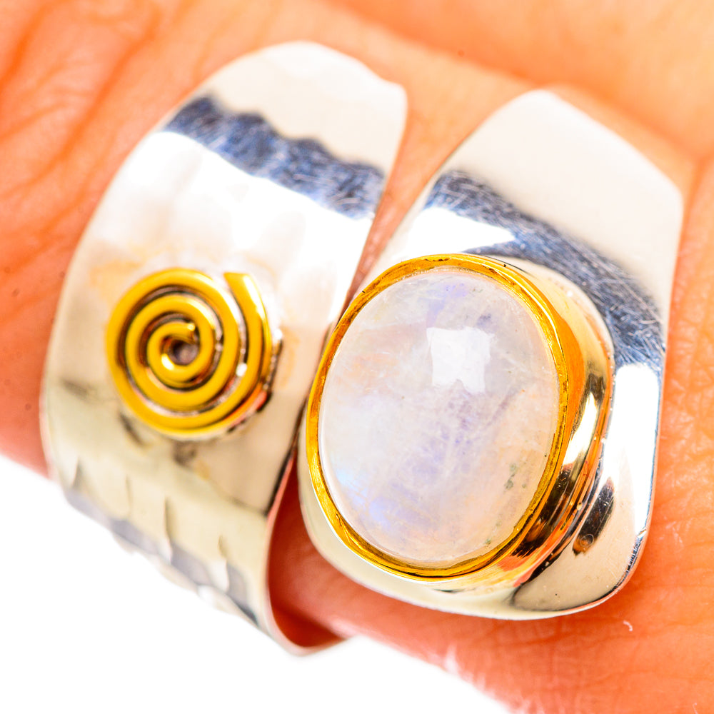 Rainbow Moonstone Rings handcrafted by Anasilvercos - RING113948