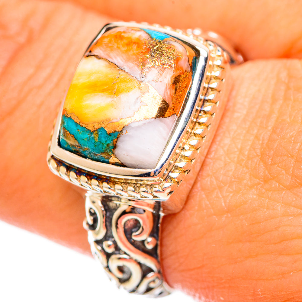 Spiny Oyster Turquoise Rings handcrafted by Anasilvercos - RING113950