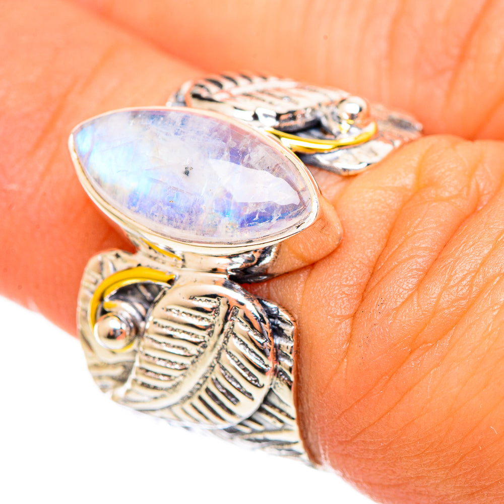 Rainbow Moonstone Rings handcrafted by Anasilvercos - RING113978