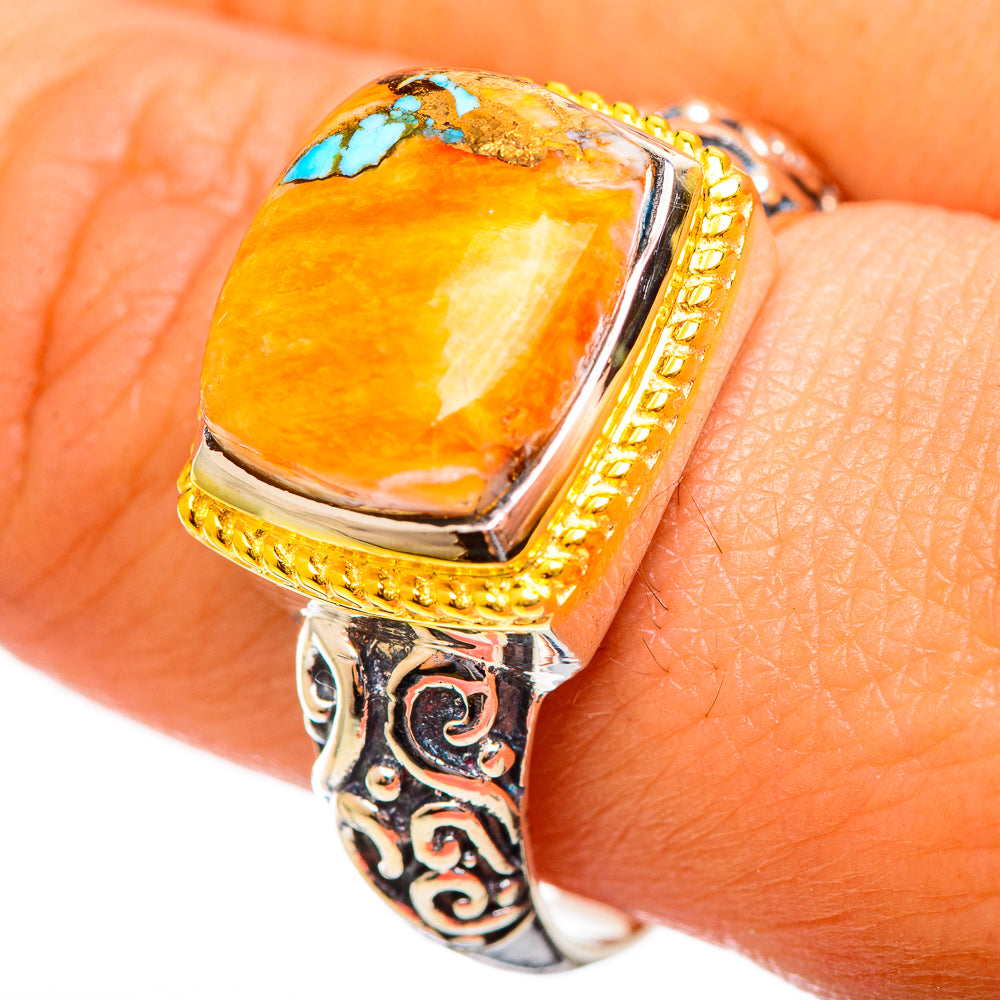 Spiny Oyster Turquoise Rings handcrafted by Anasilvercos - RING113980