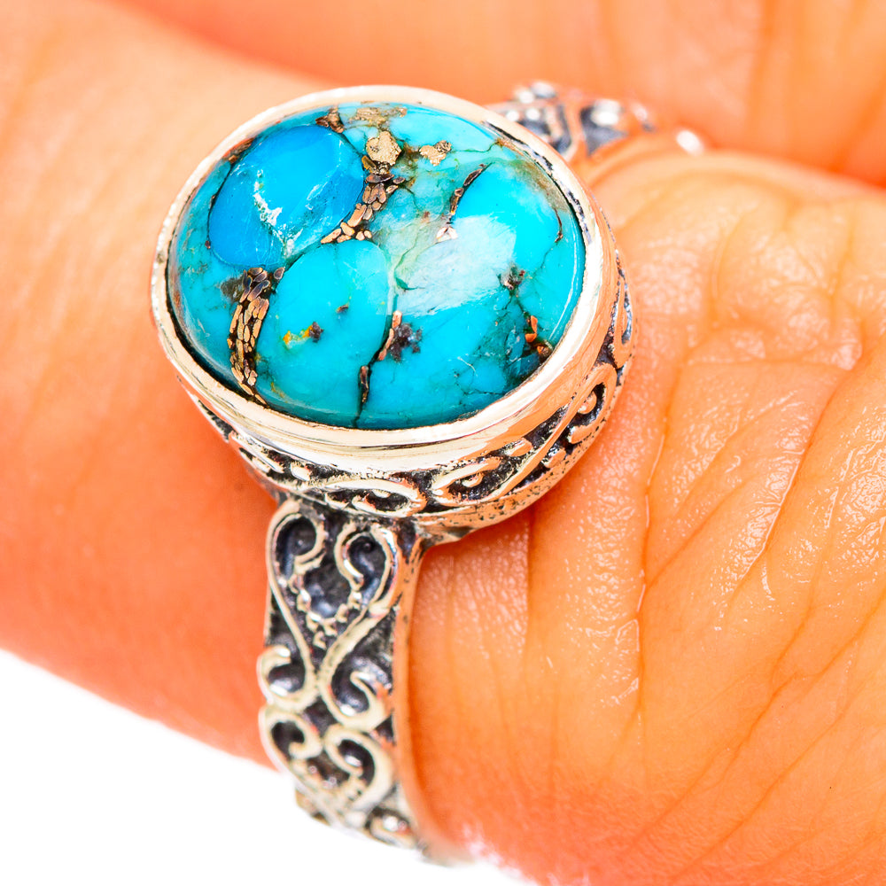 Blue Copper Composite Turquoise Rings handcrafted by Anasilvercos - RING113984