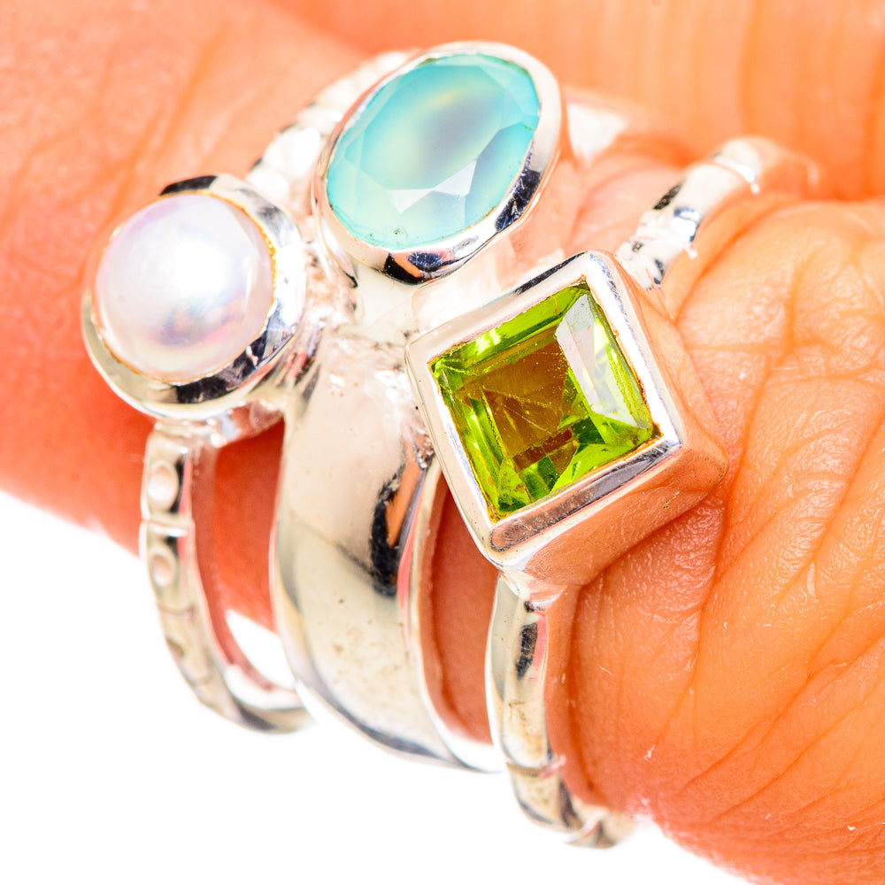 Aqua Chalcedony Rings handcrafted by Anasilvercos - RING114005