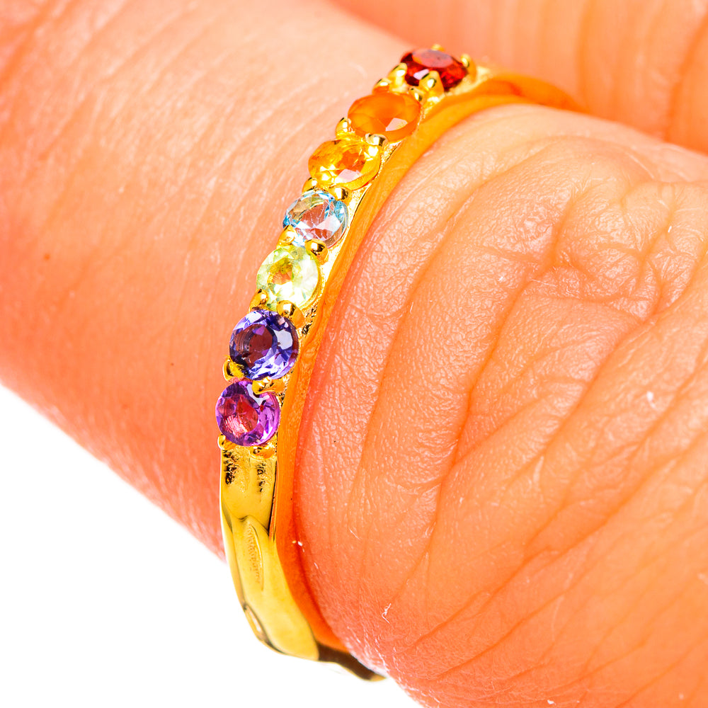 Multi-Stone Chakra Rainbow Rings handcrafted by Anasilvercos - RING114006