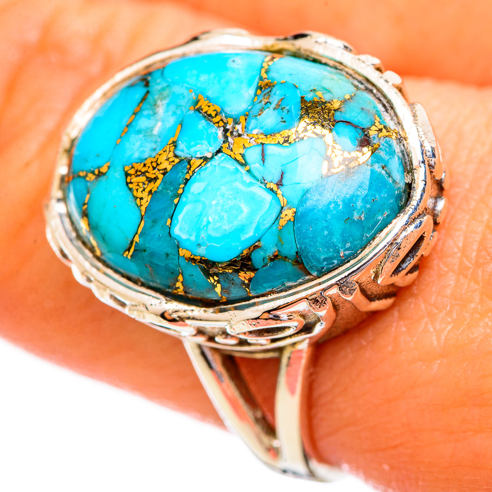 Blue Copper Composite Turquoise Rings handcrafted by Anasilvercos - RING114008
