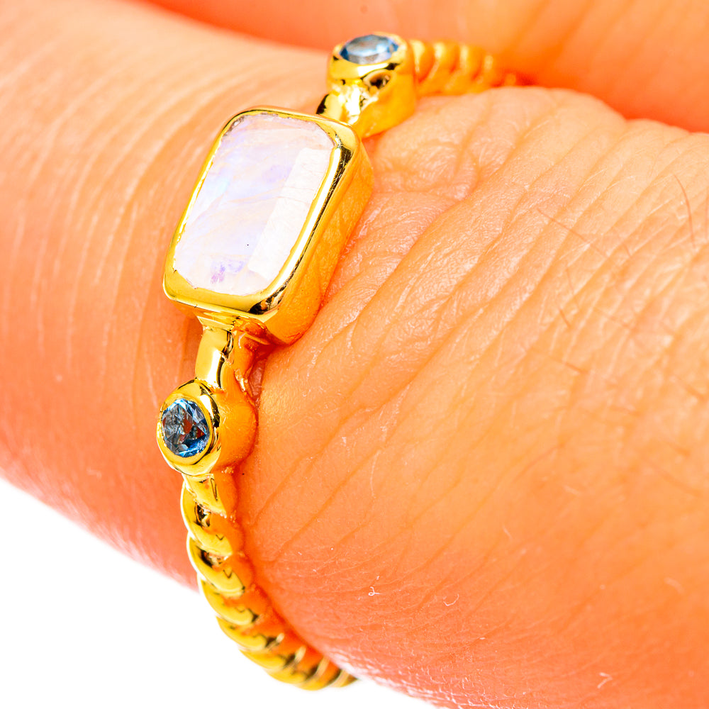 Rainbow Moonstone Rings handcrafted by Anasilvercos - RING114027