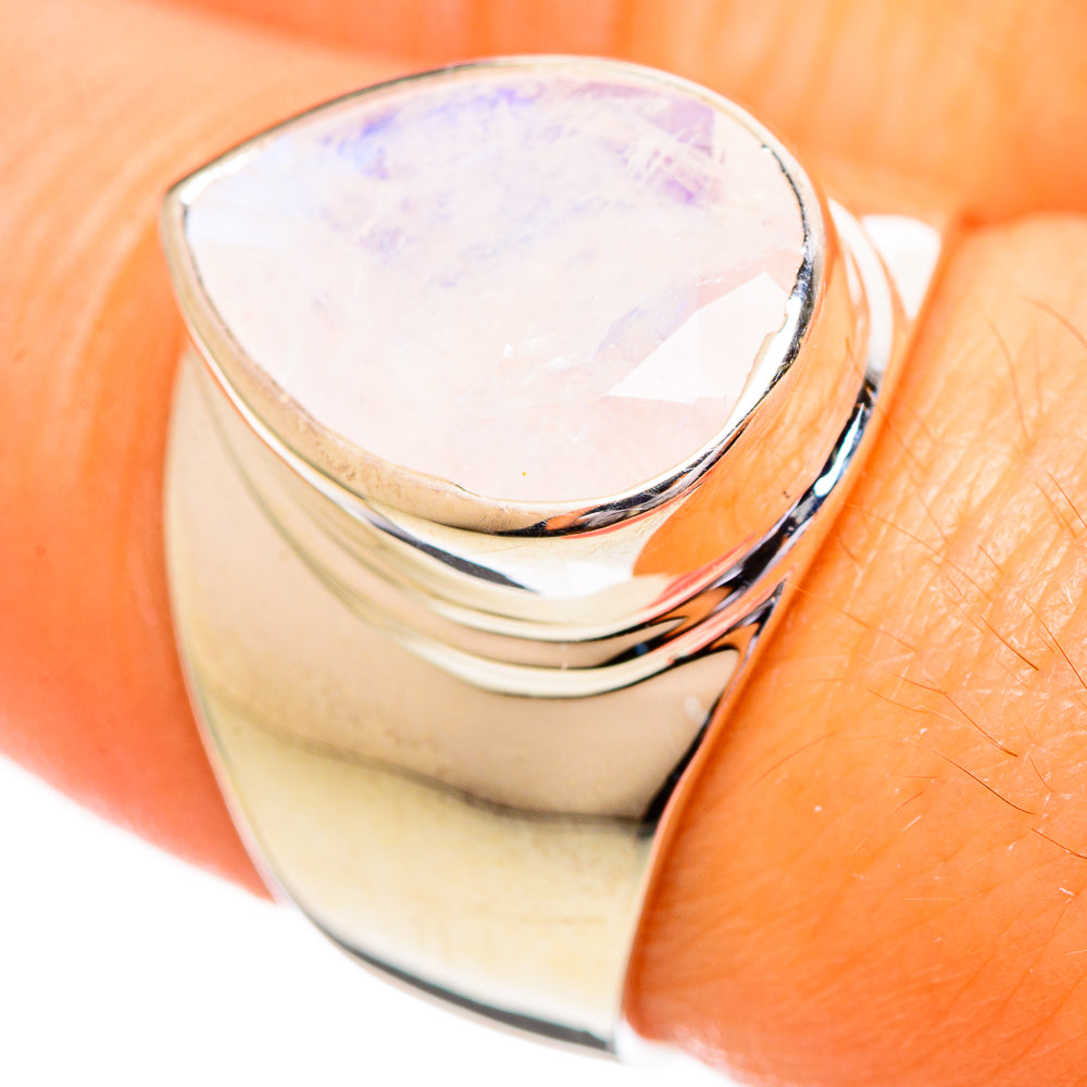 Rainbow Moonstone Rings handcrafted by Anasilvercos - RING114053