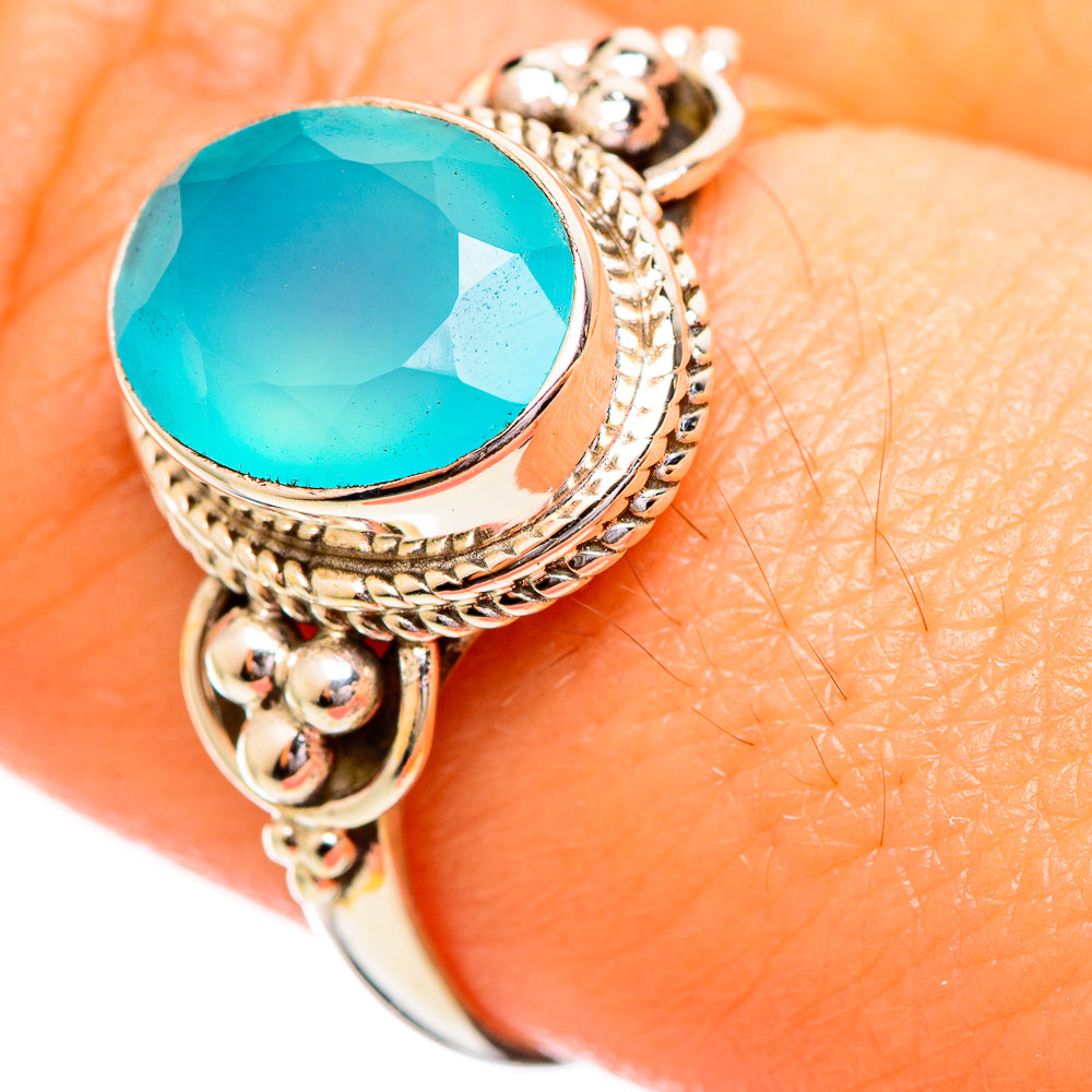 Aqua Chalcedony Rings handcrafted by Anasilvercos - RING114061
