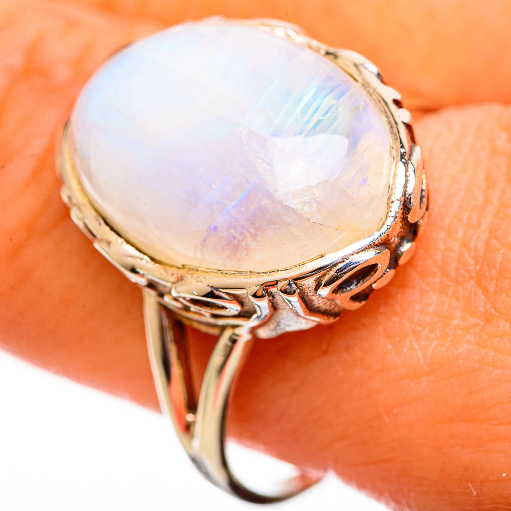 Rainbow Moonstone Rings handcrafted by Anasilvercos - RING114073