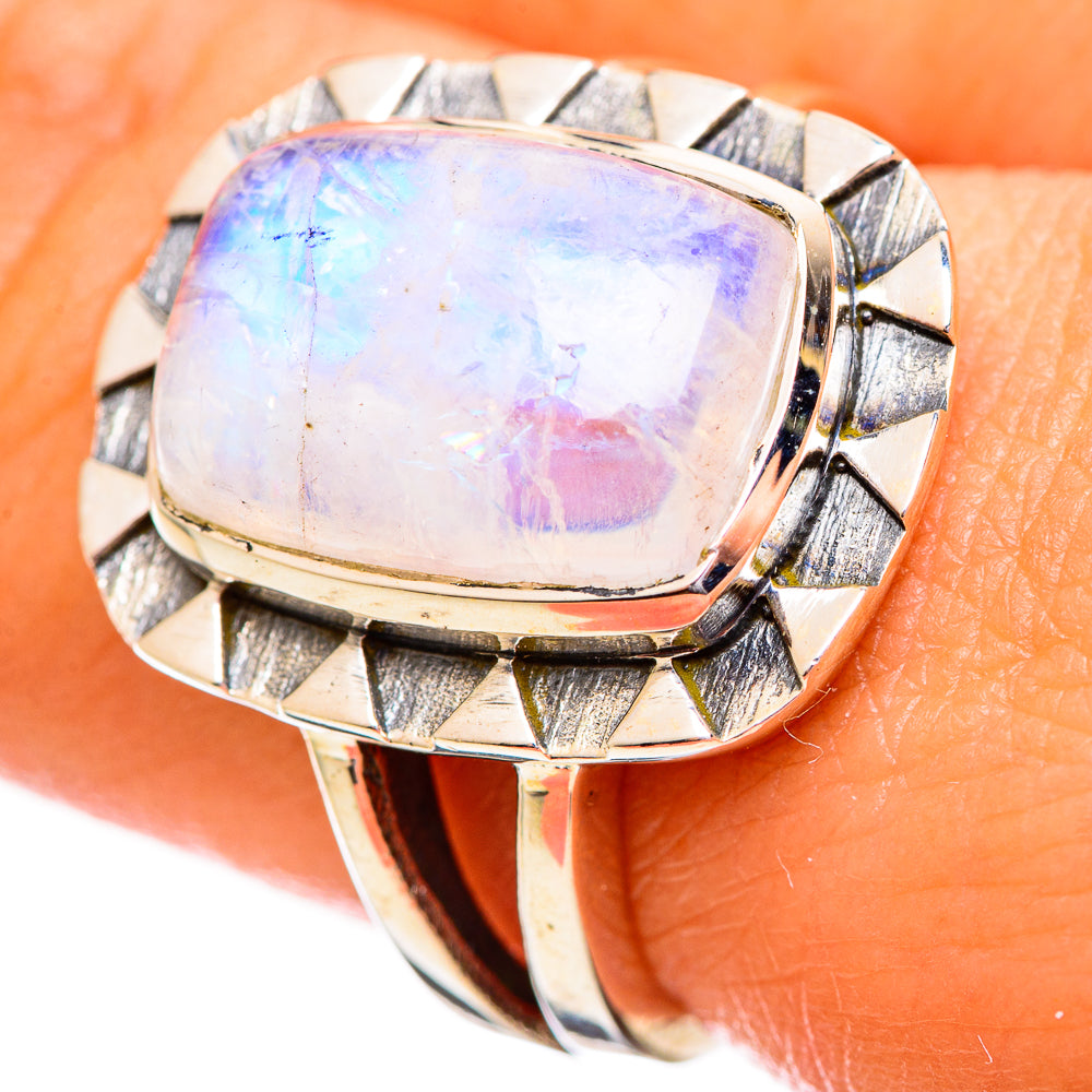 Rainbow Moonstone Rings handcrafted by Anasilvercos - RING114074
