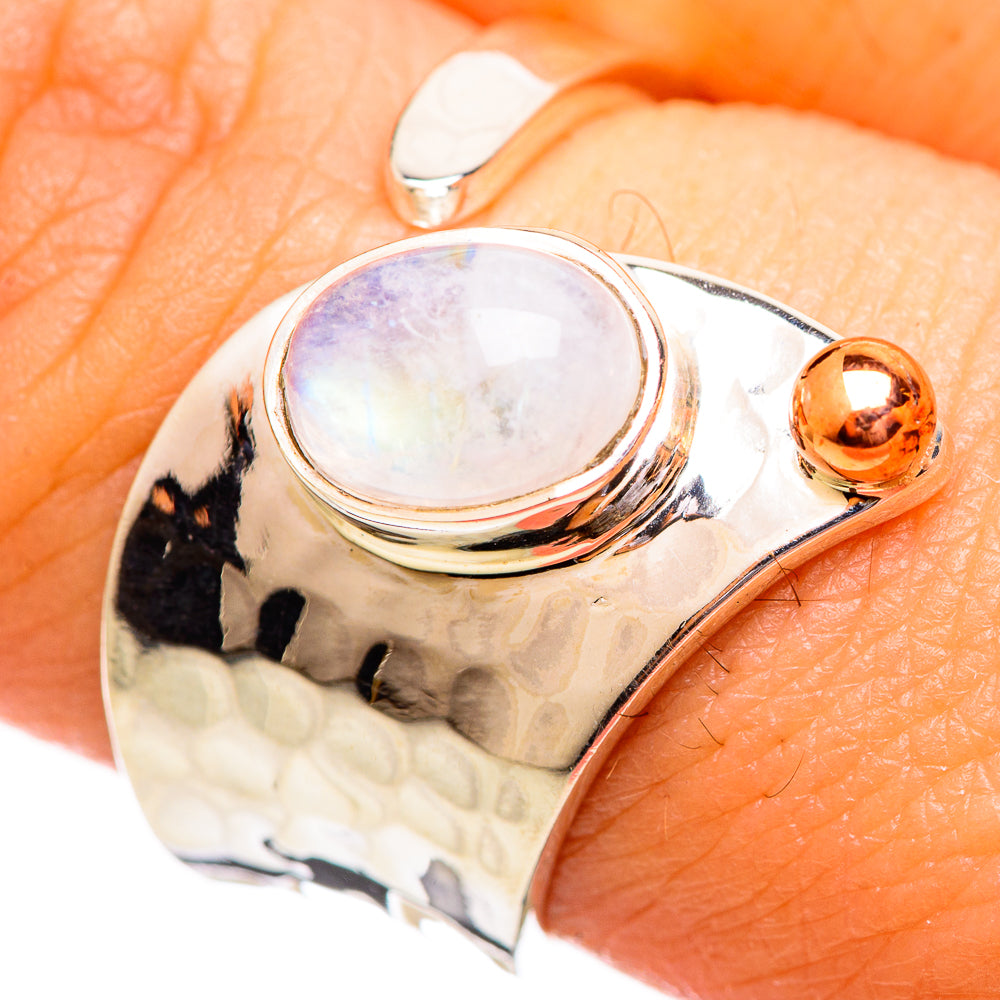 Rainbow Moonstone Rings handcrafted by Anasilvercos - RING114075