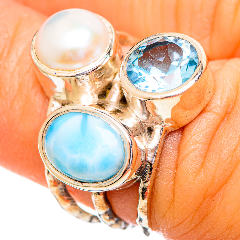 Larimar Rings handcrafted by Anasilvercos - RING114079