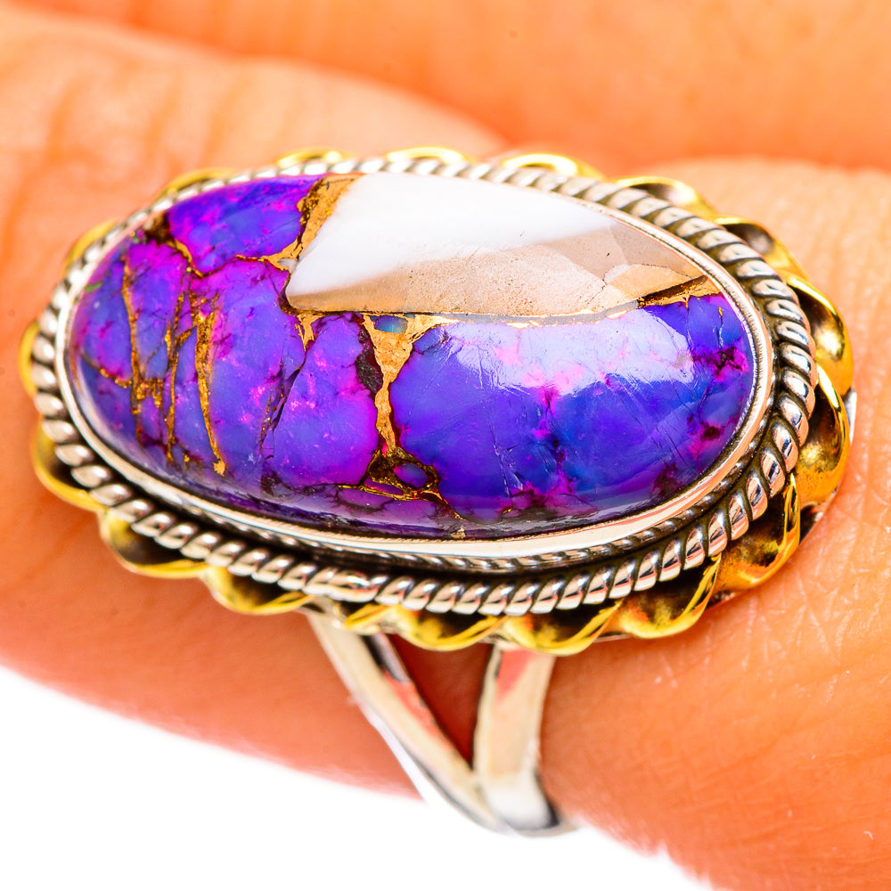 Purple Copper Composite Turquoise Rings handcrafted by Anasilvercos - RING114092