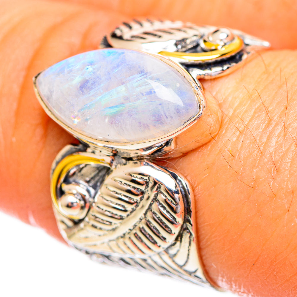 Rainbow Moonstone Rings handcrafted by Anasilvercos - RING114095