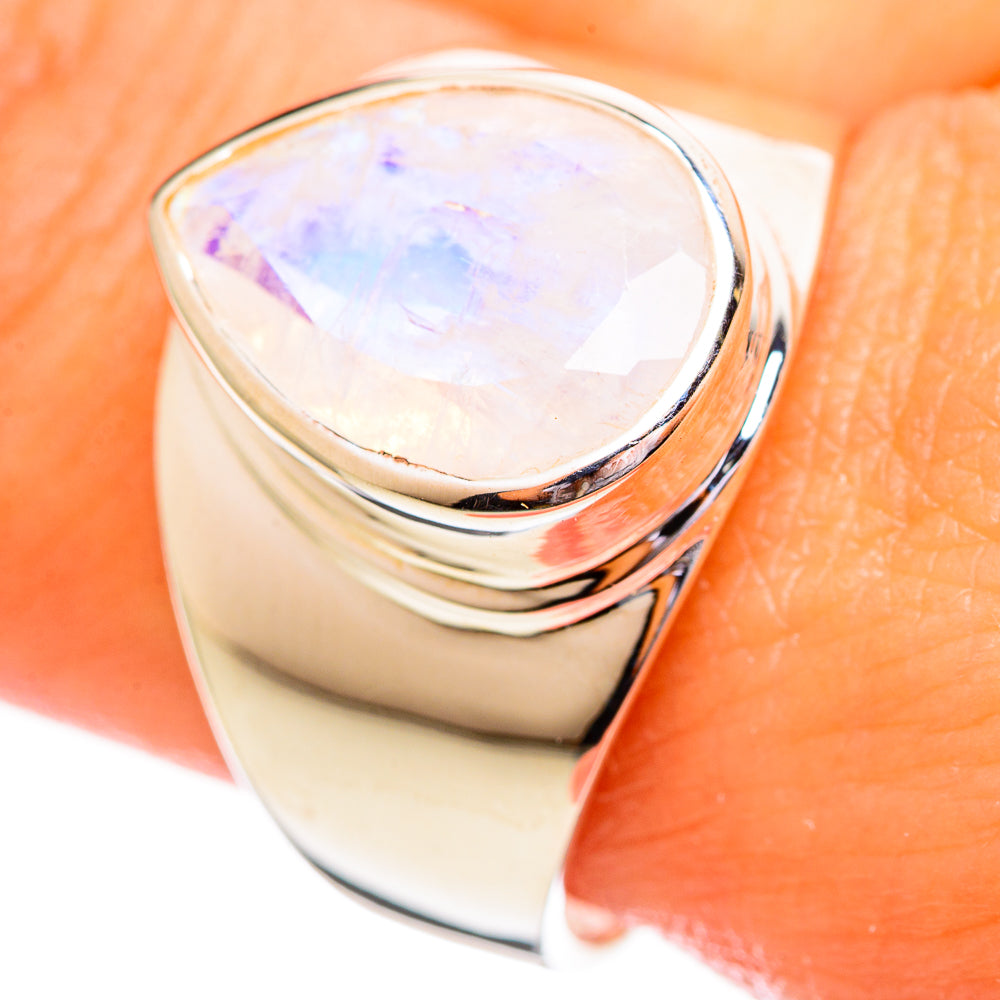 Rainbow Moonstone Rings handcrafted by Anasilvercos - RING114096