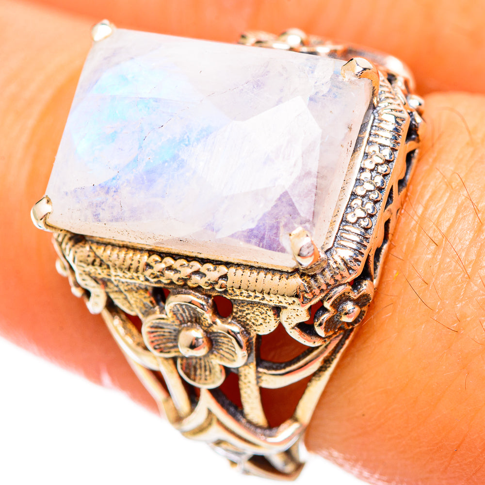 Rainbow Moonstone Rings handcrafted by Anasilvercos - RING114097