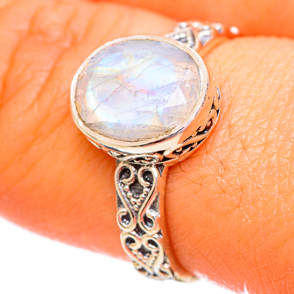 Rainbow Moonstone Rings handcrafted by Anasilvercos - RING114099
