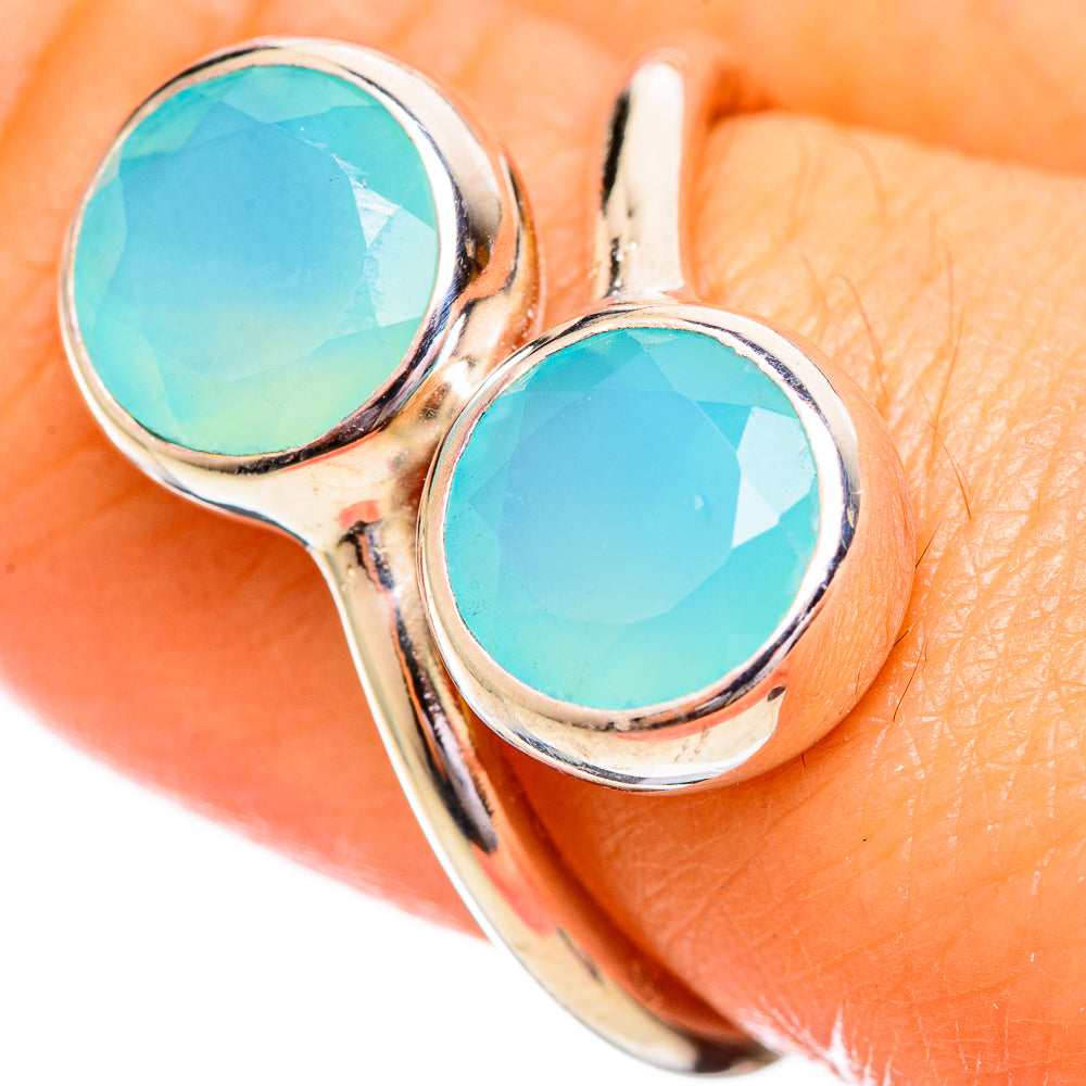 Aqua Chalcedony Rings handcrafted by Anasilvercos - RING114105