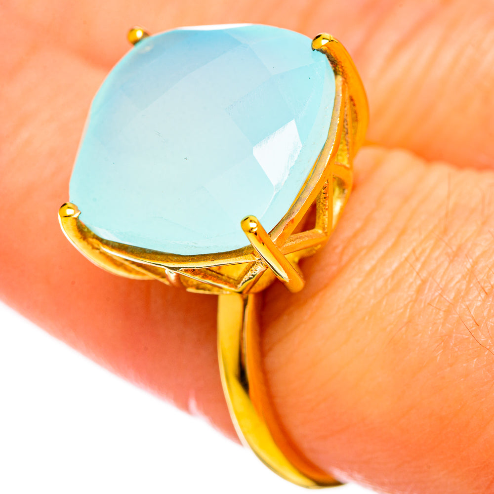 Aqua Chalcedony Rings handcrafted by Anasilvercos - RING114109