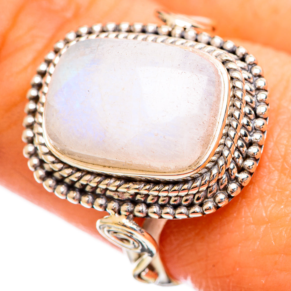 Rainbow Moonstone Rings handcrafted by Anasilvercos - RING114124