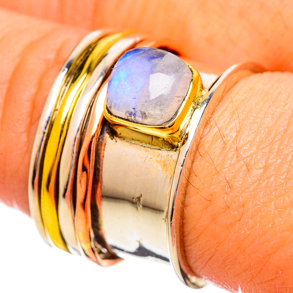 Rainbow Moonstone Rings handcrafted by Anasilvercos - RING114129