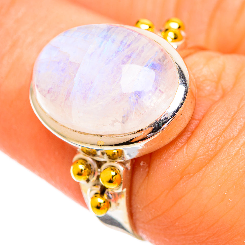 Rainbow Moonstone Rings handcrafted by Anasilvercos - RING114154