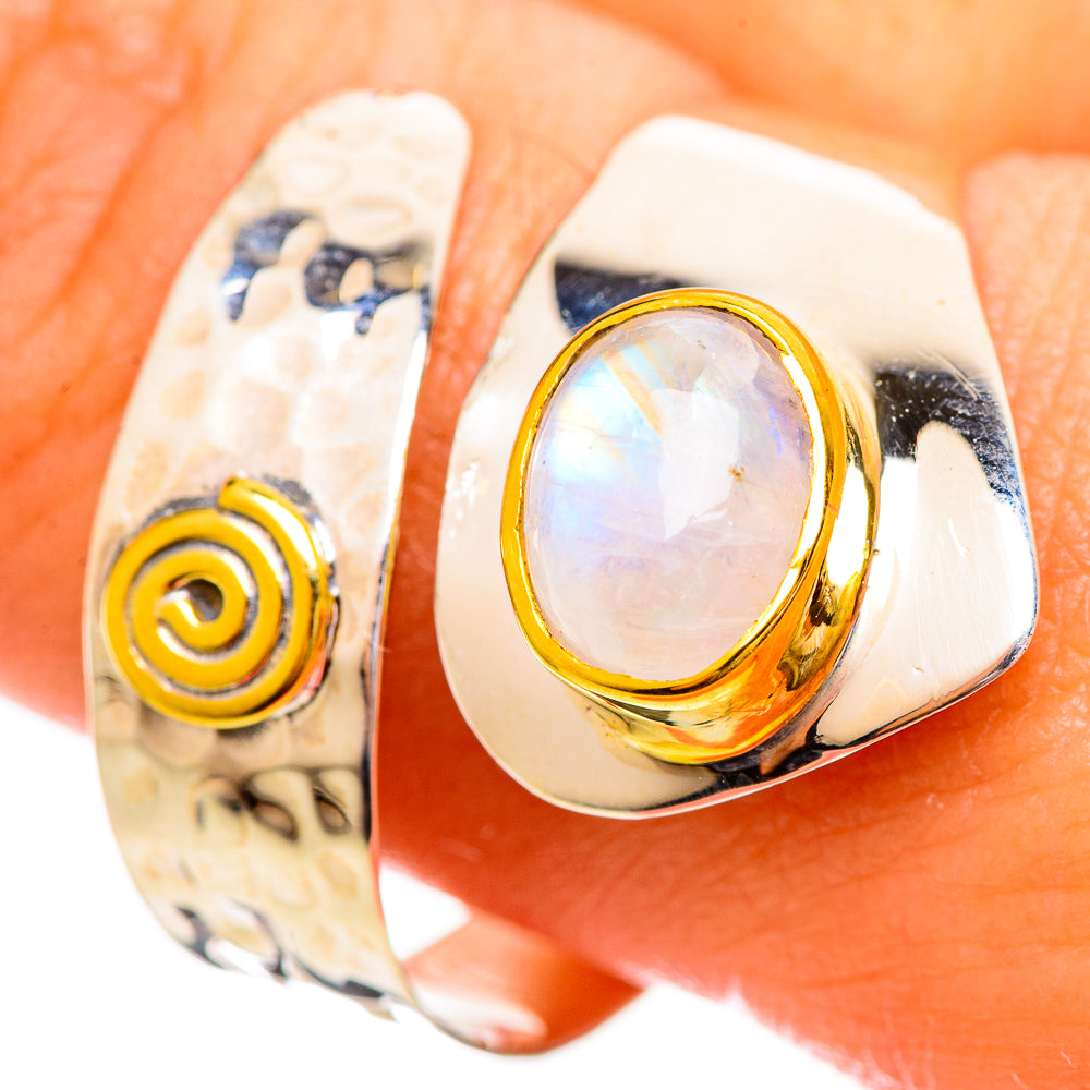 Rainbow Moonstone Rings handcrafted by Anasilvercos - RING114156