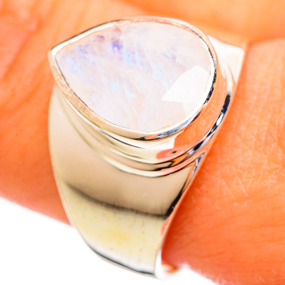 Rainbow Moonstone Rings handcrafted by Anasilvercos - RING114157