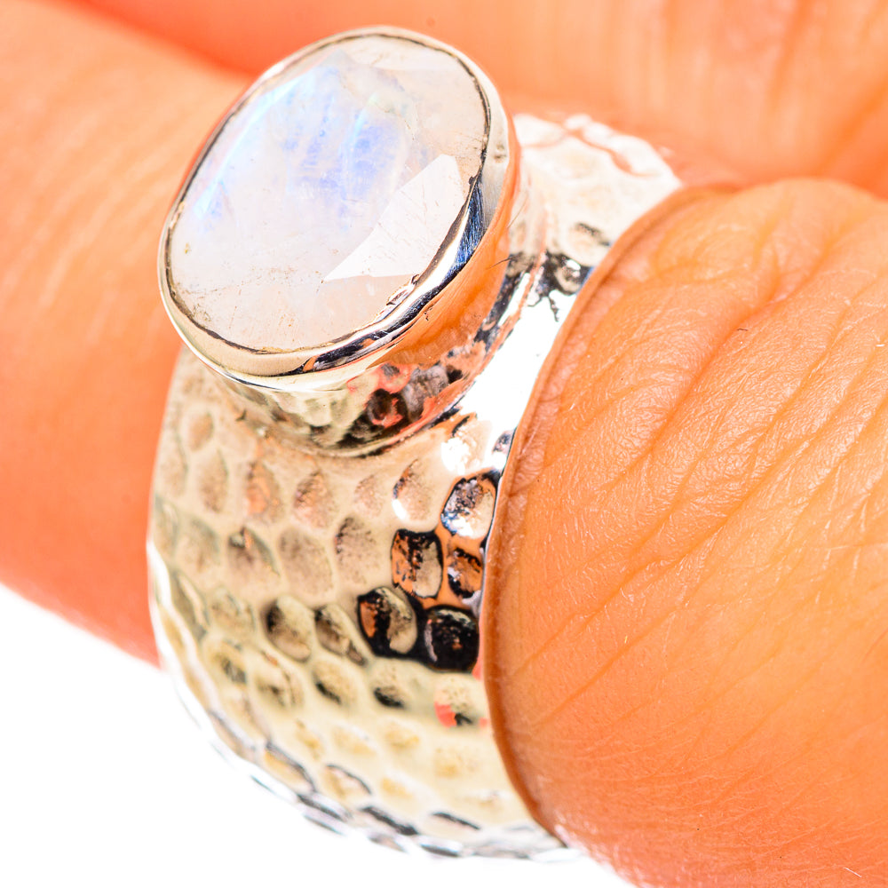 Rainbow Moonstone Rings handcrafted by Anasilvercos - RING114173