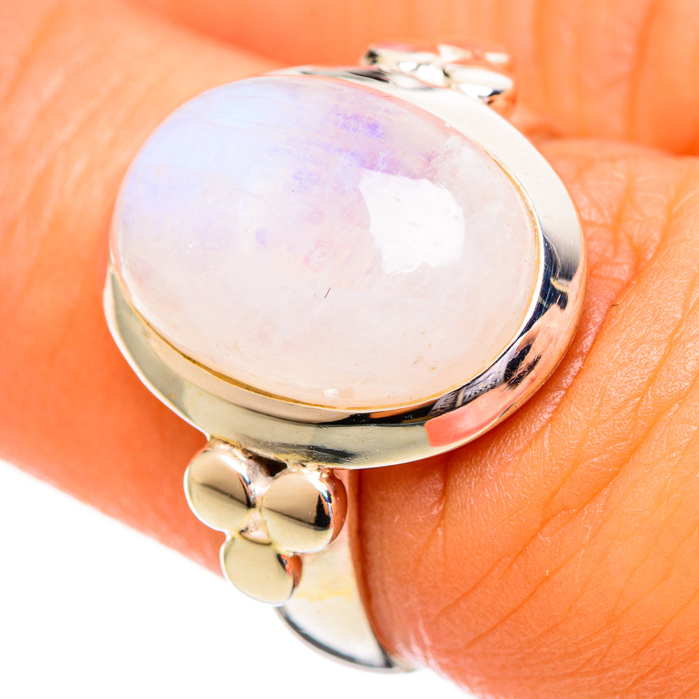 Rainbow Moonstone Rings handcrafted by Anasilvercos - RING114174