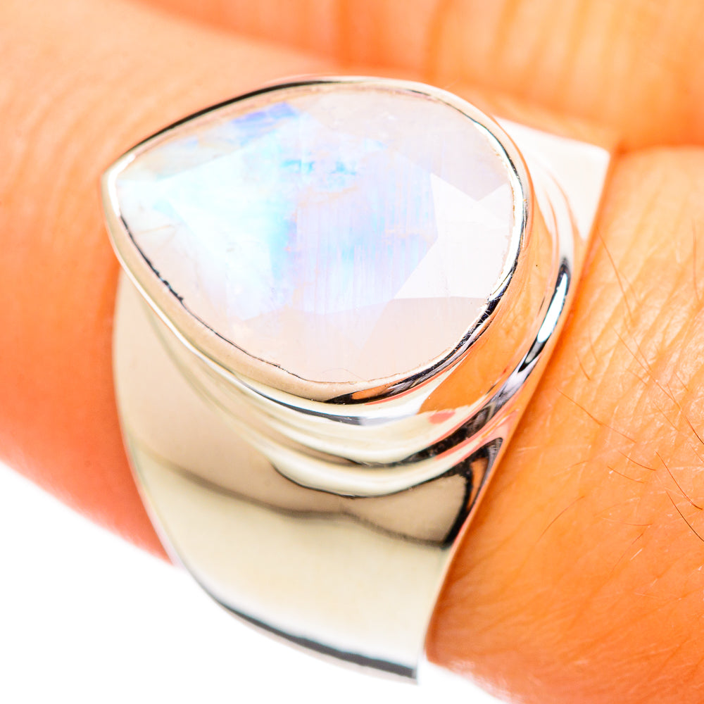 Rainbow Moonstone Rings handcrafted by Anasilvercos - RING114175