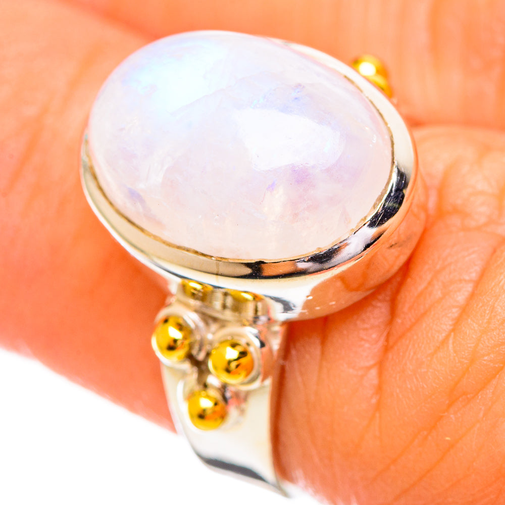 Rainbow Moonstone Rings handcrafted by Anasilvercos - RING114176