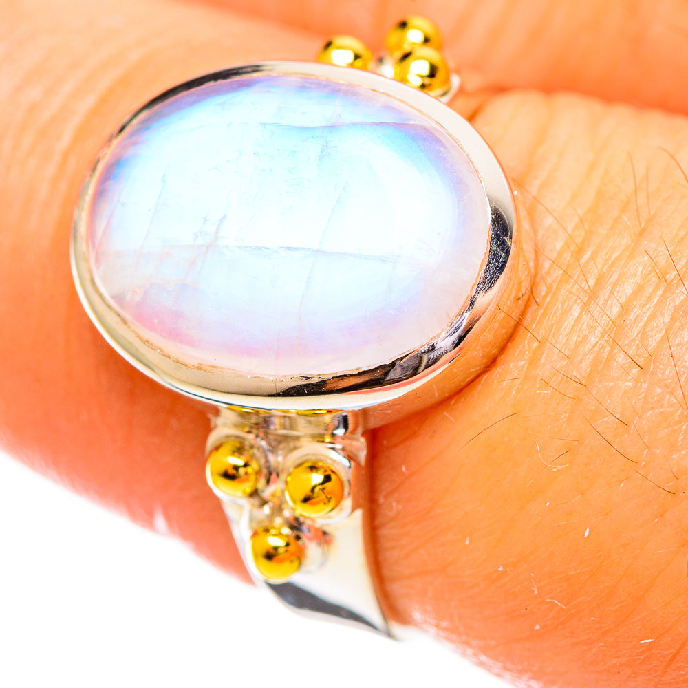 Rainbow Moonstone Rings handcrafted by Anasilvercos - RING114190