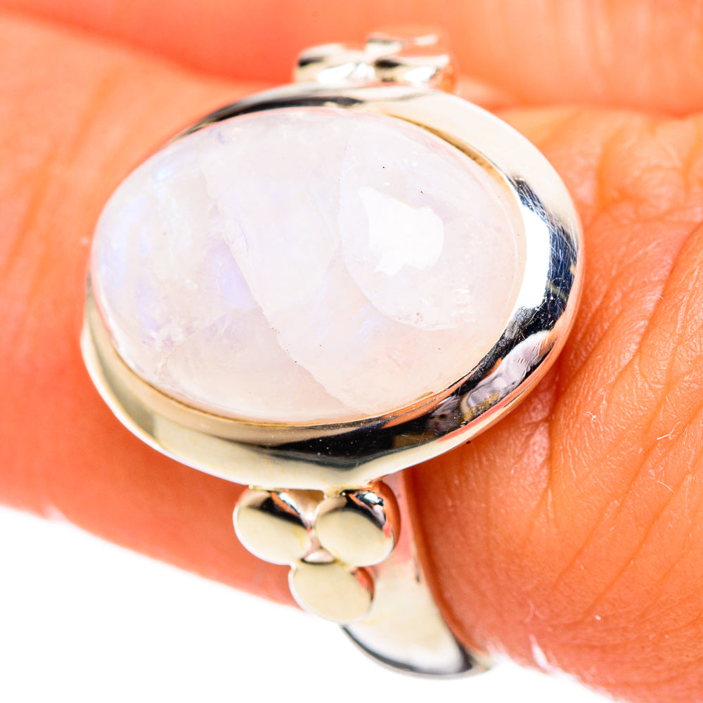 Rainbow Moonstone Rings handcrafted by Anasilvercos - RING114203