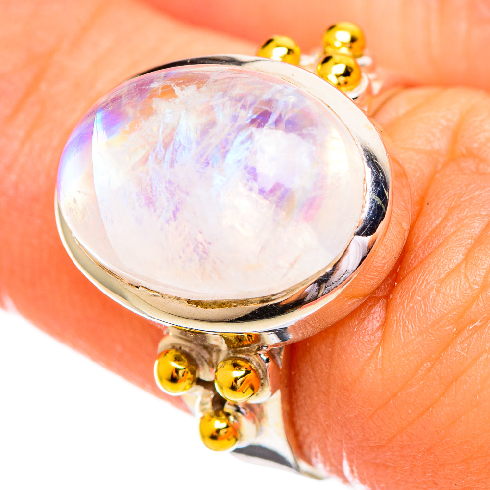 Rainbow Moonstone Rings handcrafted by Anasilvercos - RING114208