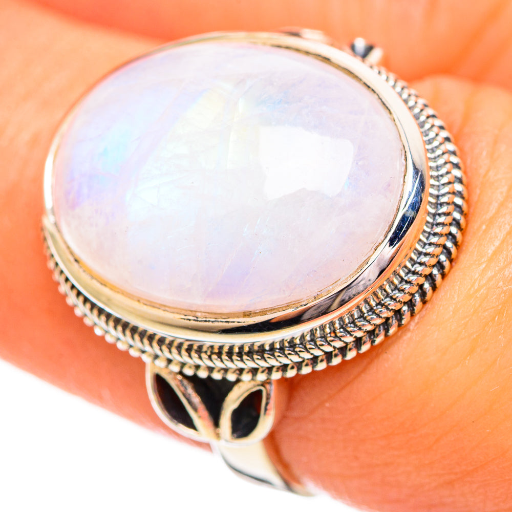 Rainbow Moonstone Rings handcrafted by Anasilvercos - RING114210