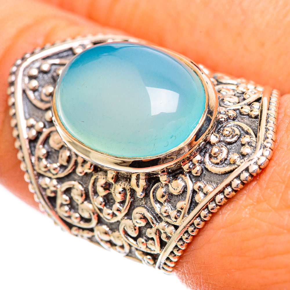 Aqua Chalcedony Rings handcrafted by Anasilvercos - RING114217