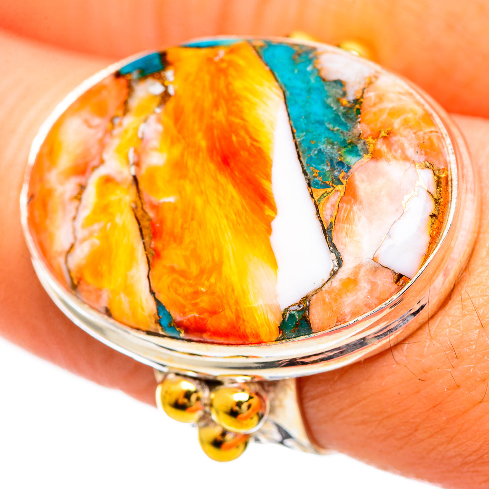 Spiny Oyster Turquoise Rings handcrafted by Anasilvercos - RING114221