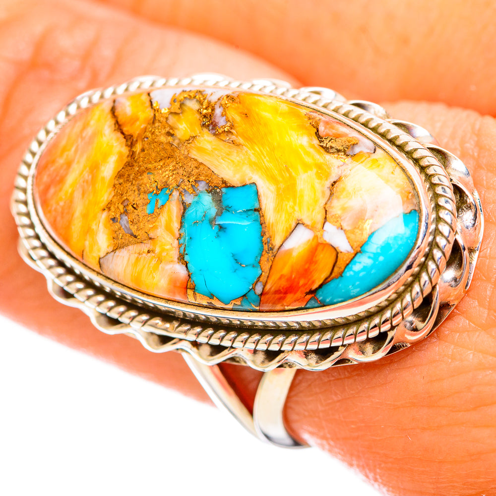Spiny Oyster Turquoise Rings handcrafted by Anasilvercos - RING114225