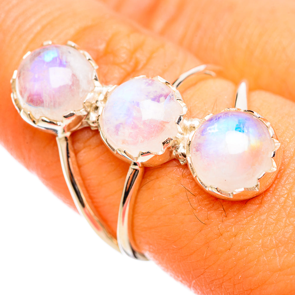 Rainbow Moonstone Rings handcrafted by Anasilvercos - RING114266
