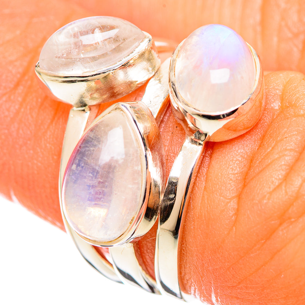 Rainbow Moonstone Rings handcrafted by Anasilvercos - RING114267