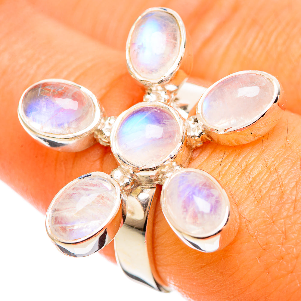 Rainbow Moonstone Rings handcrafted by Anasilvercos - RING114285