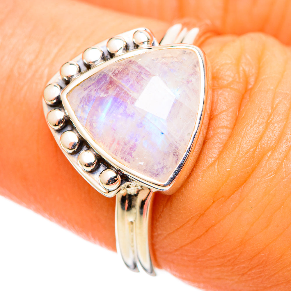 Rainbow Moonstone Rings handcrafted by Anasilvercos - RING114300