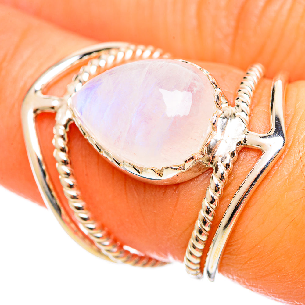 Rainbow Moonstone Rings handcrafted by Anasilvercos - RING114301