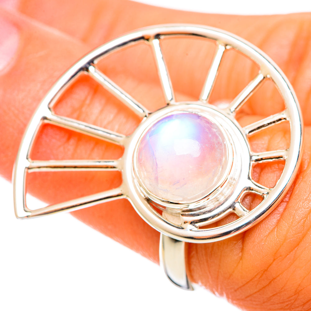 Rainbow Moonstone Rings handcrafted by Anasilvercos - RING114321