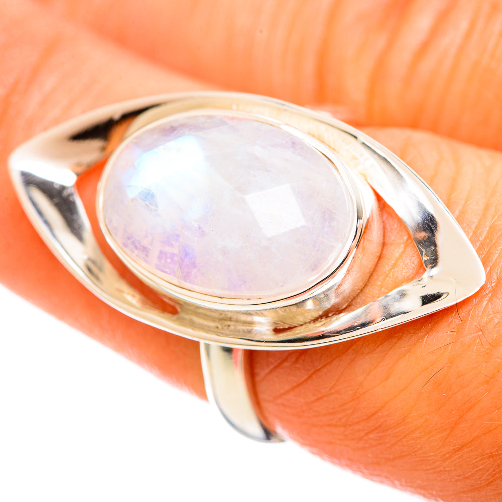 Rainbow Moonstone Rings handcrafted by Anasilvercos - RING114322